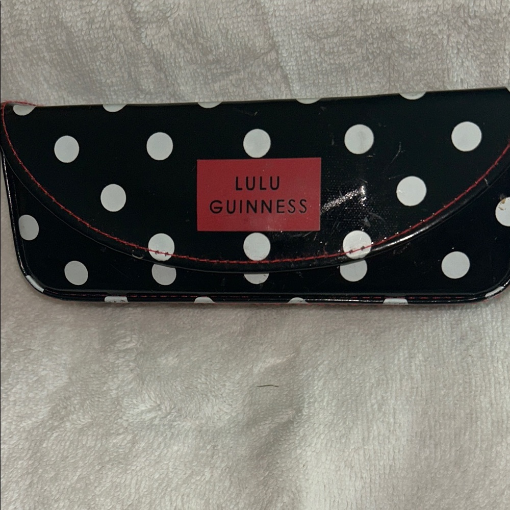 Lulu Guinness Black and White Polka Dot glasses case